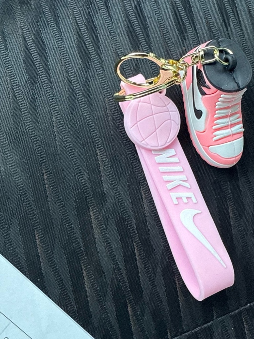 Nike Pink Mini Sneaker Key & Logo Strap Keychain